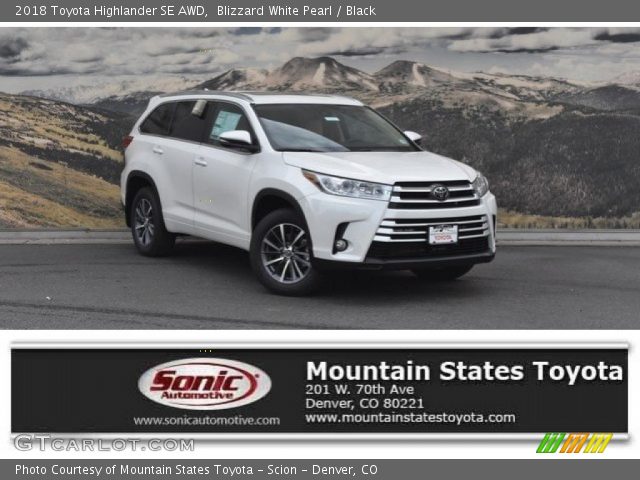 2018 Toyota Highlander SE AWD in Blizzard White Pearl