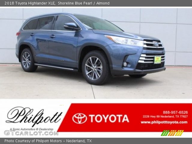 2018 Toyota Highlander XLE in Shoreline Blue Pearl