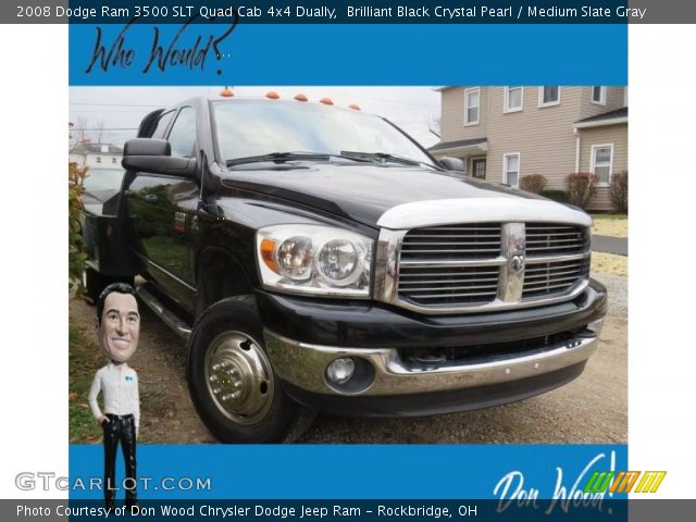 2008 Dodge Ram 3500 SLT Quad Cab 4x4 Dually in Brilliant Black Crystal Pearl