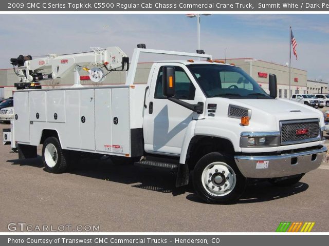 2009 GMC C Series Topkick C5500 Regular Cab Chassis Commercial Crane Truck in Summit White