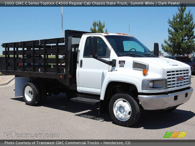 2003 GMC C Series TopKick C4500 Regular Cab Chassis Stake Truck in Summit White