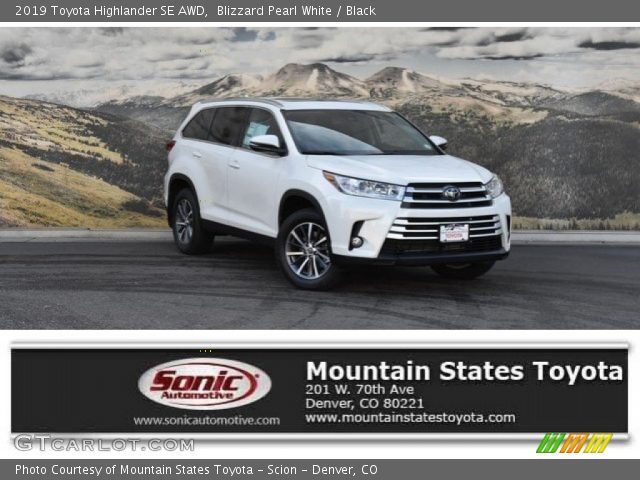 2019 Toyota Highlander SE AWD in Blizzard Pearl White