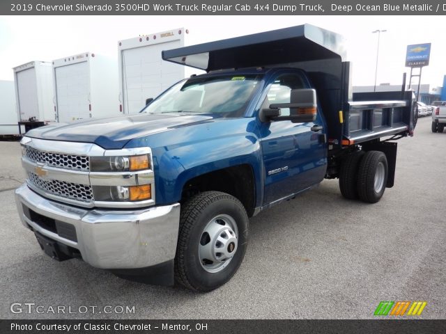 2019 Chevrolet Silverado 3500HD Work Truck Regular Cab 4x4 Dump Truck in Deep Ocean Blue Metallic