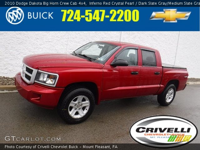 2010 Dodge Dakota Big Horn Crew Cab 4x4 in Inferno Red Crystal Pearl