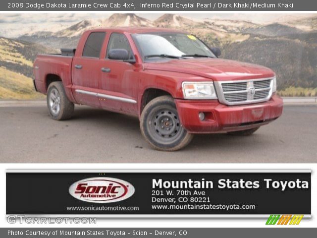 2008 Dodge Dakota Laramie Crew Cab 4x4 in Inferno Red Crystal Pearl