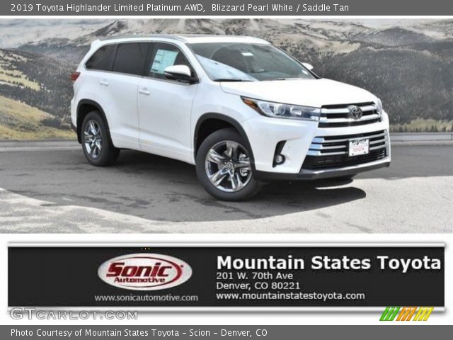 2019 Toyota Highlander Limited Platinum AWD in Blizzard Pearl White