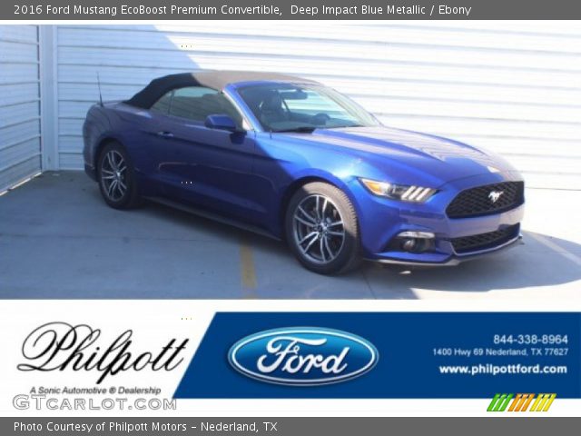 2016 Ford Mustang EcoBoost Premium Convertible in Deep Impact Blue Metallic