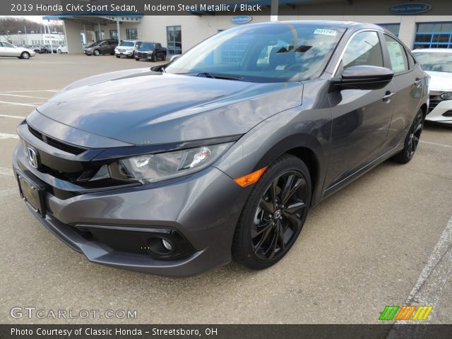 Modern Steel Metallic 2019 Honda Civic Sport Sedan Black