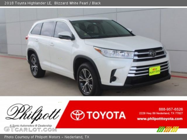 2018 Toyota Highlander LE in Blizzard White Pearl