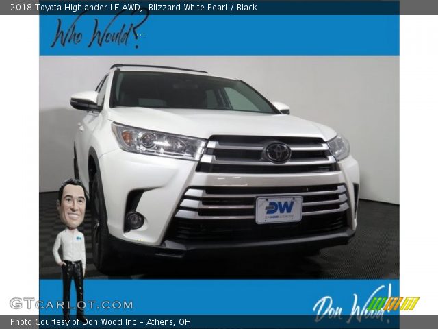 2018 Toyota Highlander LE AWD in Blizzard White Pearl