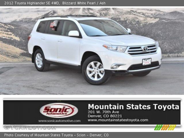 2012 Toyota Highlander SE 4WD in Blizzard White Pearl