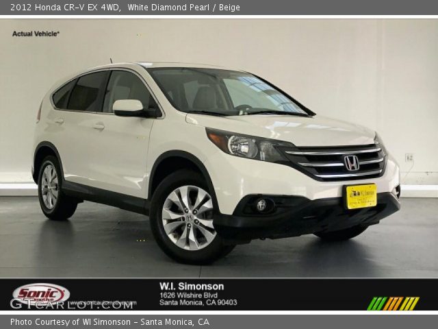 2012 Honda CR-V EX 4WD in White Diamond Pearl