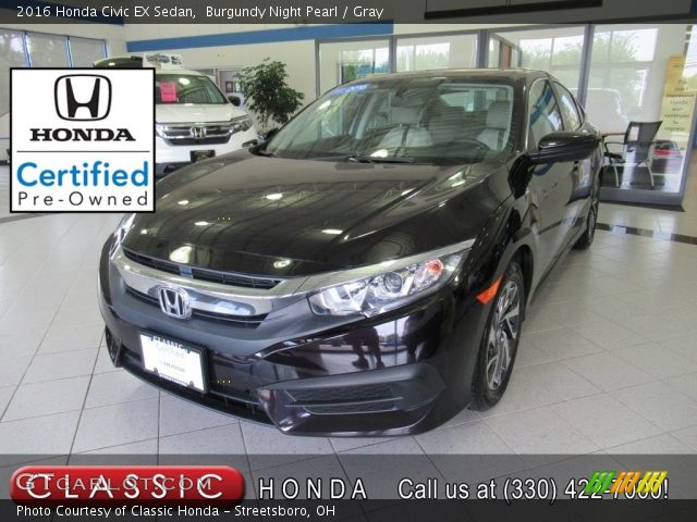 2016 Honda Civic EX Sedan in Burgundy Night Pearl