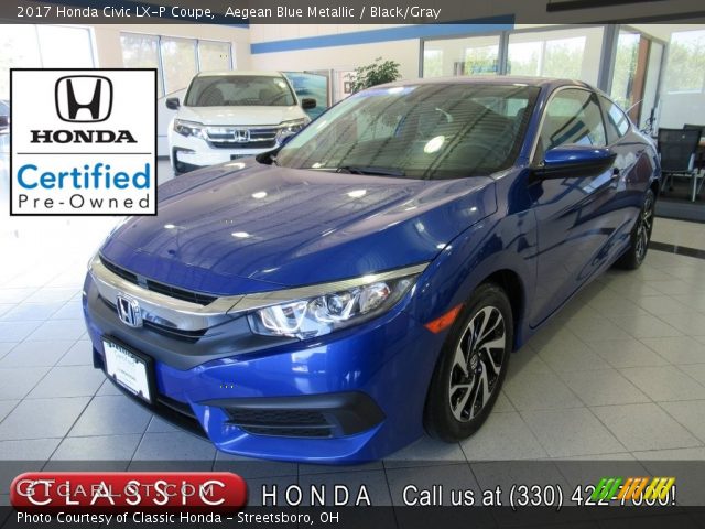 2017 Honda Civic LX-P Coupe in Aegean Blue Metallic
