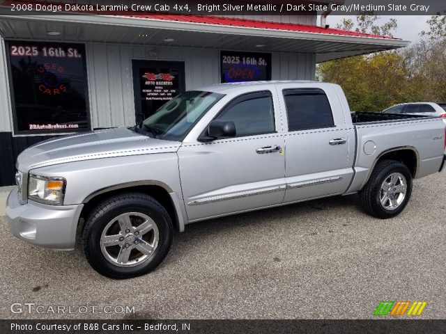 2008 Dodge Dakota Laramie Crew Cab 4x4 in Bright Silver Metallic