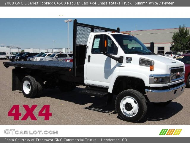 2008 GMC C Series Topkick C4500 Regular Cab 4x4 Chassis Stake Truck in Summit White