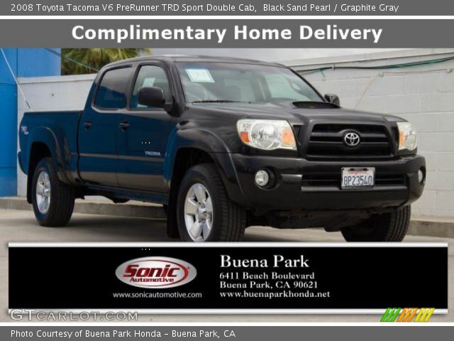 2008 Toyota Tacoma V6 PreRunner TRD Sport Double Cab in Black Sand Pearl