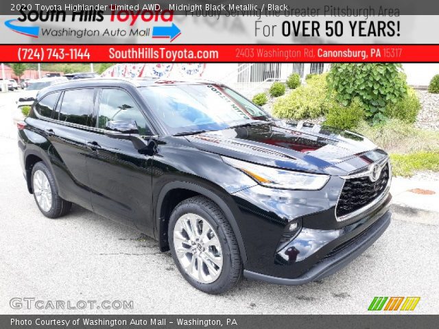 2020 Toyota Highlander Limited AWD in Midnight Black Metallic