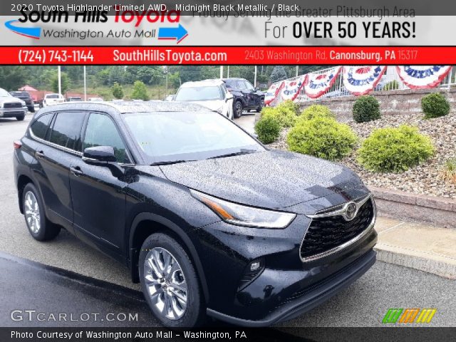2020 Toyota Highlander Limited AWD in Midnight Black Metallic