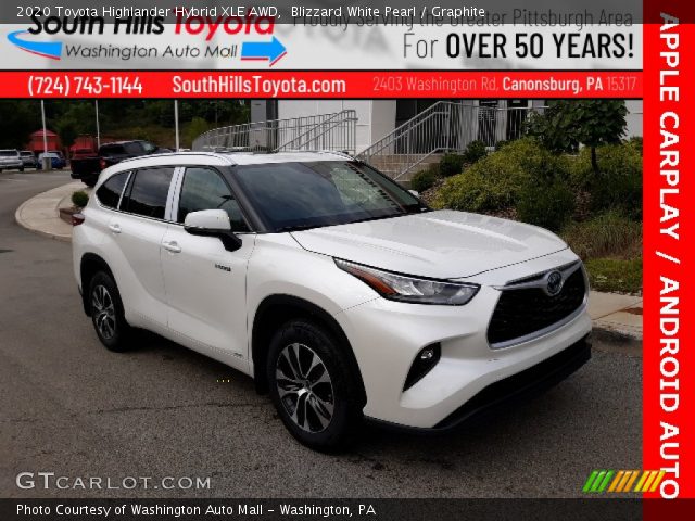 2020 Toyota Highlander Hybrid XLE AWD in Blizzard White Pearl