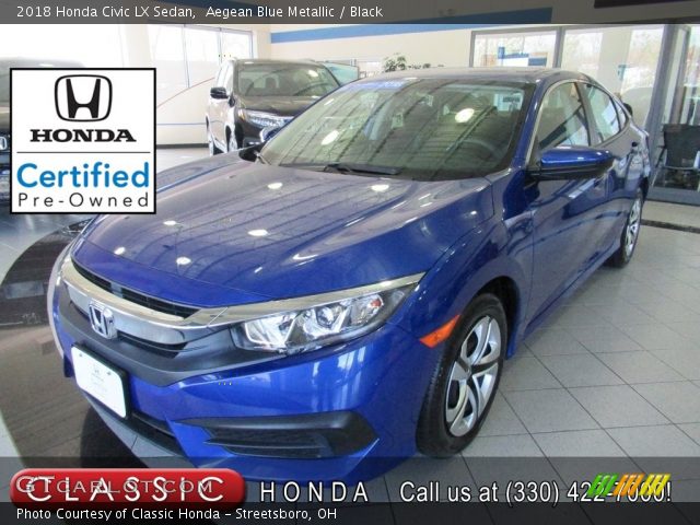 2018 Honda Civic LX Sedan in Aegean Blue Metallic