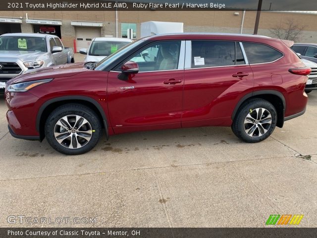 2021 Toyota Highlander Hybrid XLE AWD in Ruby Flare Pearl