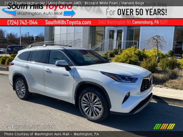 2021 Toyota Highlander Hybrid Platinum AWD in Blizzard White Pearl