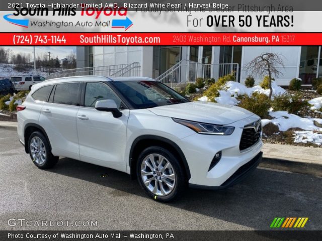 2021 Toyota Highlander Limited AWD in Blizzard White Pearl