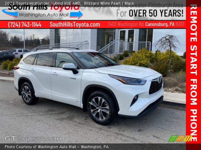 2021 Toyota Highlander Hybrid XLE AWD in Blizzard White Pearl