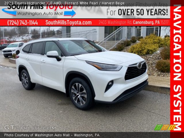2021 Toyota Highlander XLE AWD in Blizzard White Pearl