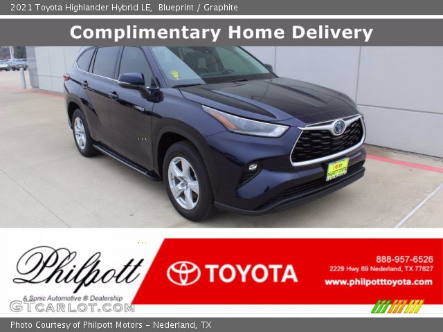 2021 Toyota Highlander Hybrid LE in Blueprint