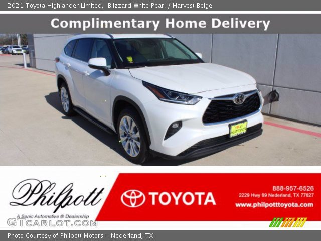 2021 Toyota Highlander Limited in Blizzard White Pearl