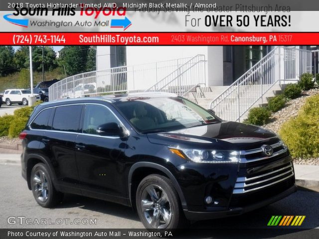 2018 Toyota Highlander Limited AWD in Midnight Black Metallic