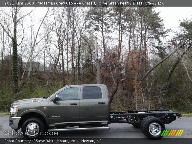 2021 Ram 3500 Tradesman Crew Cab 4x4 Chassis in Olive Green Pearl