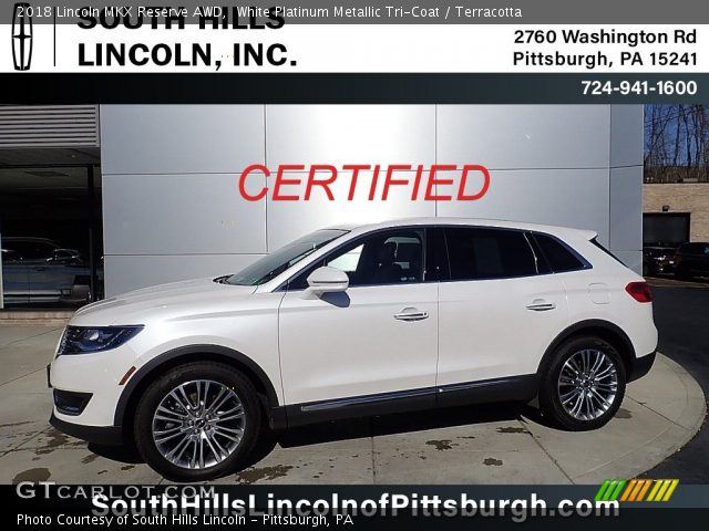 2018 Lincoln MKX Reserve AWD in White Platinum Metallic Tri-Coat