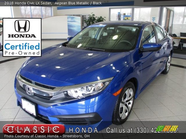 2018 Honda Civic LX Sedan in Aegean Blue Metallic
