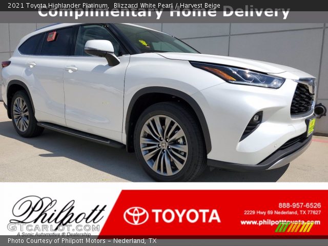 2021 Toyota Highlander Platinum in Blizzard White Pearl