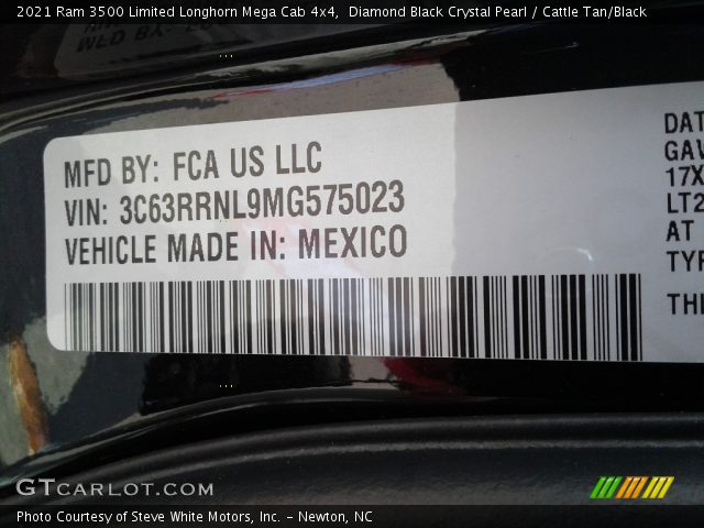 2021 Ram 3500 Limited Longhorn Mega Cab 4x4 in Diamond Black Crystal Pearl