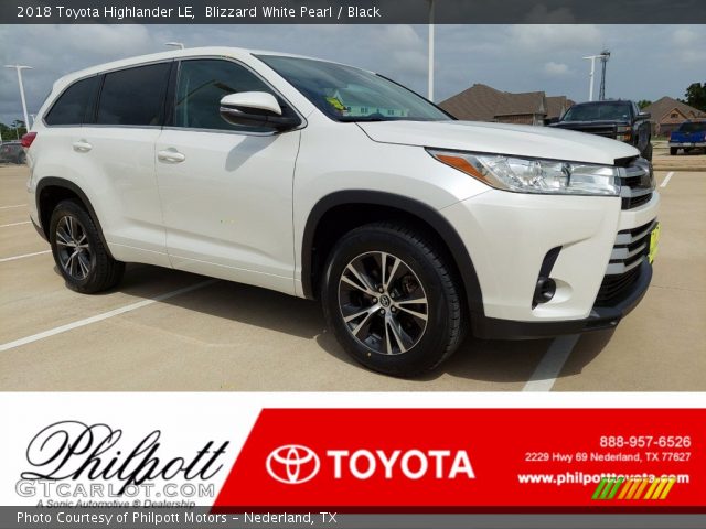 2018 Toyota Highlander LE in Blizzard White Pearl
