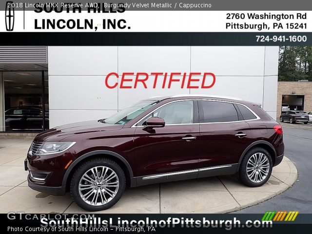 2018 Lincoln MKX Reserve AWD in Burgundy Velvet Metallic