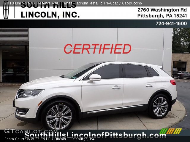 2018 Lincoln MKX Reserve AWD in White Platinum Metallic Tri-Coat