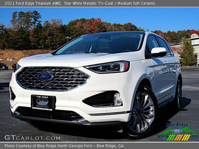 2021 Ford Edge Titanium AWD in Star White Metallic Tri-Coat