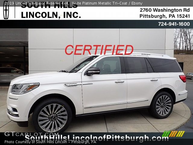 2019 Lincoln Navigator Reserve 4x4 in White Platinum Metallic Tri-Coat
