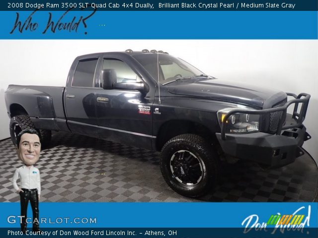 2008 Dodge Ram 3500 SLT Quad Cab 4x4 Dually in Brilliant Black Crystal Pearl