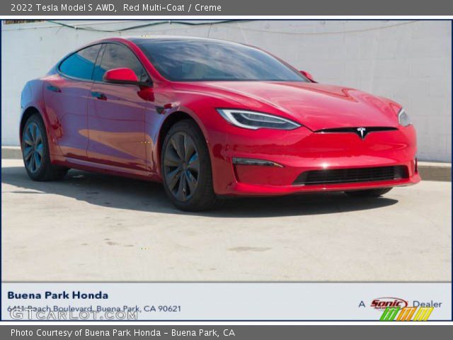 2022 Tesla Model S AWD in Red Multi-Coat