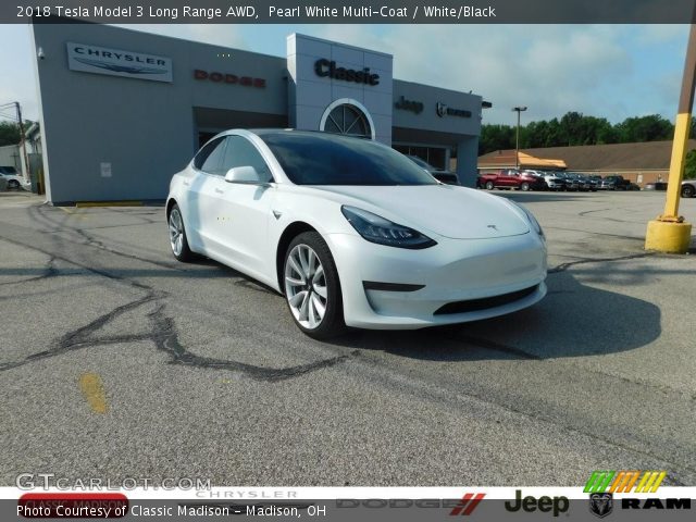 2018 Tesla Model 3 Long Range AWD in Pearl White Multi-Coat