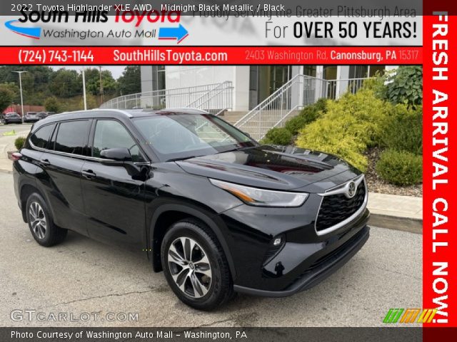 2022 Toyota Highlander XLE AWD in Midnight Black Metallic