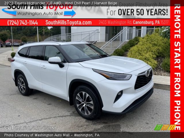 2022 Toyota Highlander XLE AWD in Wind Chill Pearl