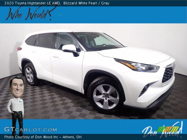 2020 Toyota Highlander LE AWD in Blizzard White Pearl