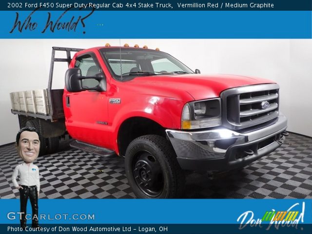 2002 Ford F450 Super Duty Regular Cab 4x4 Stake Truck in Vermillion Red